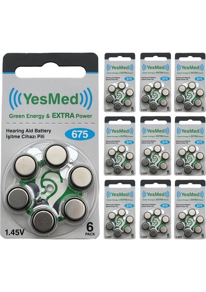 Power 675 Numara Işitme Cihazı Pili (10 Paket x 6 Adet = 60 Adet Pil)