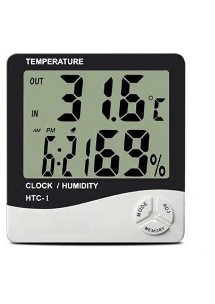 Buğz Bebek Odası Masaüstü Dijital Termometre Nem Ölçer Higrometre Saat
