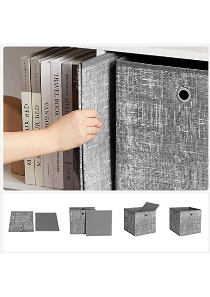 Saklama Kutusu, 6&apos;lı Set, Dokunmamış Kumaştan Yapılmış Saplı Düzenleme Kutuları, Katlanır Kutu, Giysi Saklama, Benekli Gri fiyatları