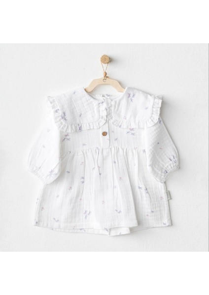 Magical Butterfly Müslin Bebek Elbise White