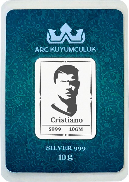 Azmi ve Efsanevi Gücü Yansıtan Cristiano Temalı Hediyeye Özel 10 Gram 999 Ayar Gümüş Külçesi-686