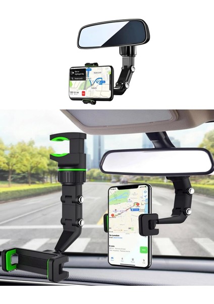 Dikiz Aynası, Koltuk Arkası, Çalışma Masası Telefon Tutucu,,,,, Uyumludur, 360 Dönebilen Çok Fonksiyonlu Akrobat Telefon Tutucu