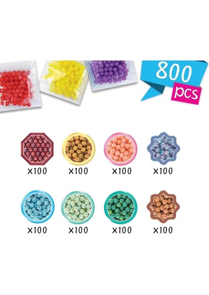 Buğz 35089 Aquabeads Suluboya Renkleri Yedek Boncuk Pakedi- 800 Parça +4 Yaş modelleri