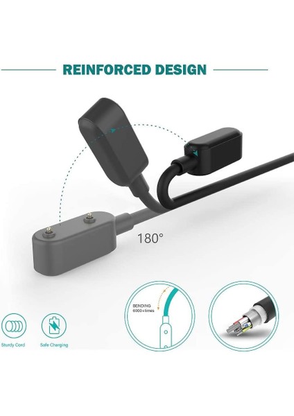 Fit ile Uyumlu Akıllı Saat Için Manyetik USB Şarj Kablosu Fit ile Uyumlu Kablo Siyah modelleri