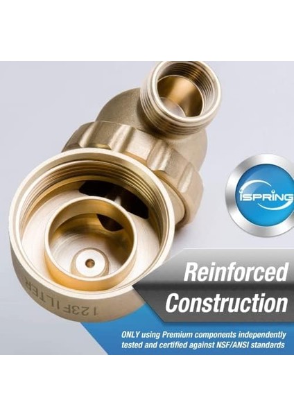 WSP50GR Yeniden Kullanılabilir Spin Sediment Su Filtresi, Dahili Muhafaza Kazıyıcılı 50 Mikron, 360° Dönebilen Başlık, Basınç Göstergesi, Mavi fiyatları