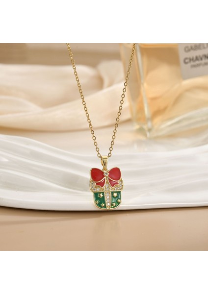 Yeni Avrupa ve Amerika Birleşik Devletleri Noel Serisi Kolye Kadın Basit Yeni Iş Tatil Elemanları Mikro-Kabuklu Yağ Damlası Kolye (Yurt Dışından)