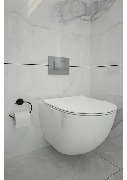 Siyah Tuvalet Kağıdı Asacağı,tuvalet Kağıdı Askısı,tuvalet Kağıtlığı - Delmeye Son Ister Yapıştır Ister Montajla