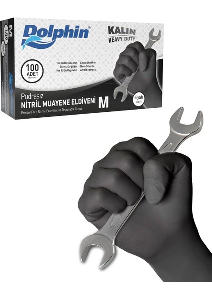 Pudrasız Siyah Nitril Eldiven, M