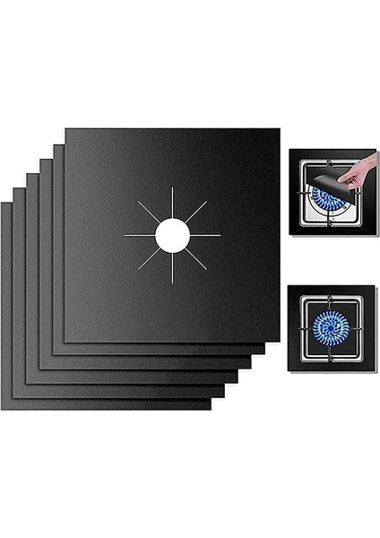 Adet Gazlı Ocak Koruma Matı, Brülor Koruma Pedi, Yeniden Kullanılabilir Gazlı Ocak Üst Kapakları, Mutfak Için, Kesilebilir, Temizlenebilir, Boyut 27 * 27 Cm, Siyah Renk