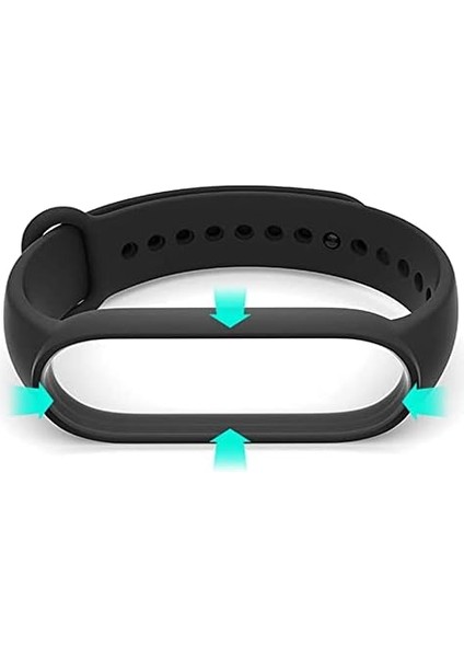 Mi Band 7 ile Uyumlu Saat Kayışı Ent Kaliteli Mi Band 7 ile Uyumlu Spor Saat Kontrast Renkli Termoplastik Siyah modelleri