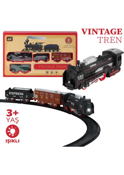 Vintage Express Işıklı Pilli Tren 18 Parça Oyun Seti
