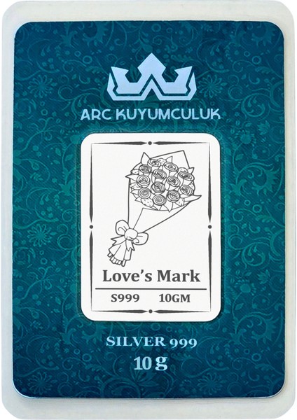 Çiçek Temalı Sevgililer Gününe Özel Hediyelik 10 Gram 999 Ayar Gümüş Külçesi-688