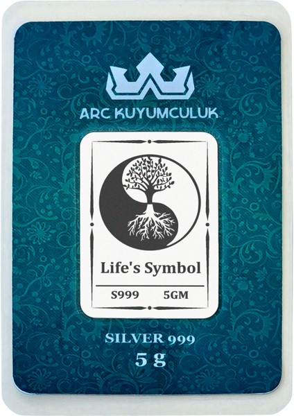 Hediyeye Özel 5 Gram Yin Yang ve Ağaç Temalı 999 Ayar Gümüş Külçesi-691