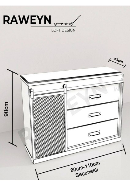 Vega Doğal Ahşap Sürgülü Çemeceli Konsol 80CM modelleri