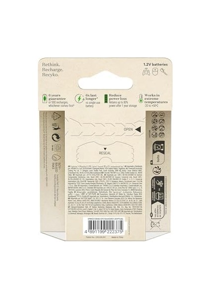 Batteries Recyko 2100 Aa Ni-Mh Şarjlı Pil, 1.2 Volt, 6&apos;lı Kart fiyatları