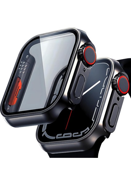 ile Uyumlu Saate Ultra Görünümü Veren Uzay Gri Ekran Kasa Full Koruma (Uzay Gri) (45 Mm)