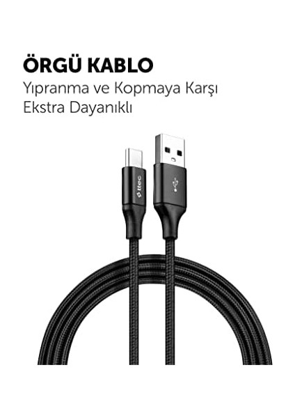 Alumicable Xl Type-C 2m. Şarj Kablosu - Siyah (2DK23S) fiyatları