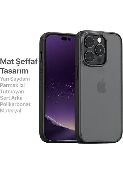 Iphone 15 Pro Ile Uyumlu View Serisi Arkası Sert Polikarbonat Mat Şeffaf Parmak Izi Bırakmayan Kılıf (Mavi) fiyatları