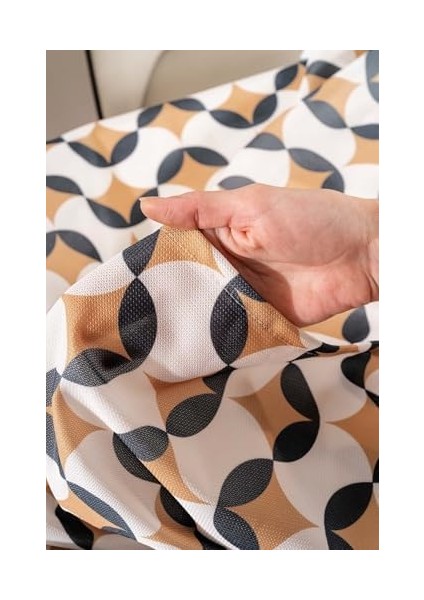 Geometrik Soyut Masa Örtüsü, Sofra Bezi, Piknik Örtüsü Siyah-Taba 140 x 200 RIVA00112-R0028 fiyatları