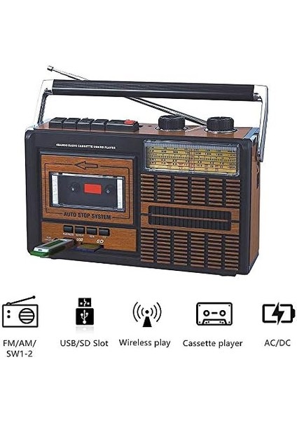 Yeni Nesil Radyo USB Sd Fm Kaset Çalar Müzik Kutusu Retro El Tutamaçlı Taşınabilir fiyatları