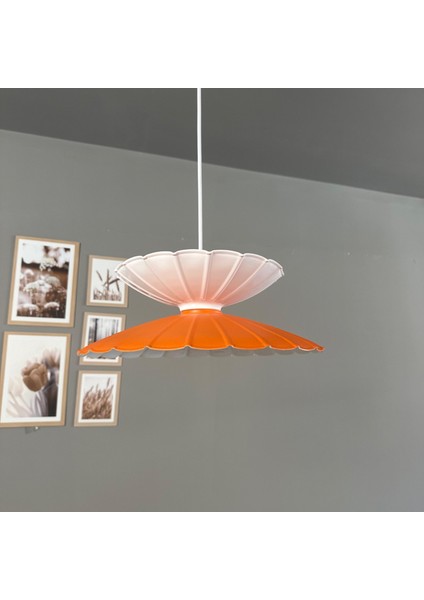 Rubby Turuncu-Beyaz Metal Tekli Avize Mutfak Modern Dekoratif Sarkıt Aydınlatma