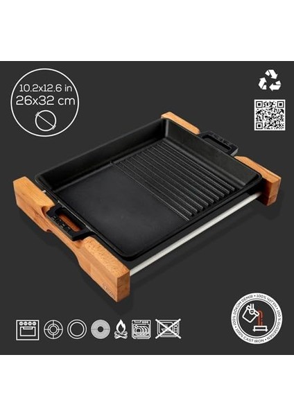 Metal Döküm Tava, Metal Kulplu, Ahşap, 26X32CM modelleri