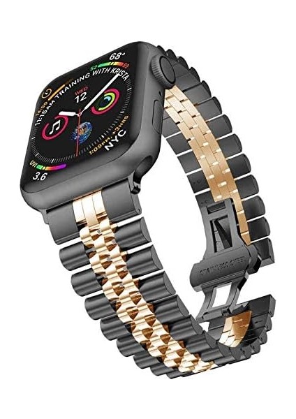 Ile Uyumlu 38/40MM Krd-36 Metal Kordon Siyah-Rose