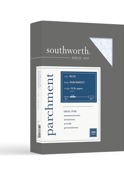 Parşömen Kağıdı, 8.5" x 11", 24 Lb/90 Gsm, Mavi, 500 Yaprak - Ambalaj Değişebilir (964C)