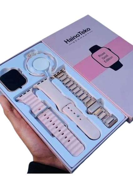 Buğz Akıllı Saat 3 Kordonlu ve Aksesuarlı Bayanlar Için Şık Rose Renk modelleri