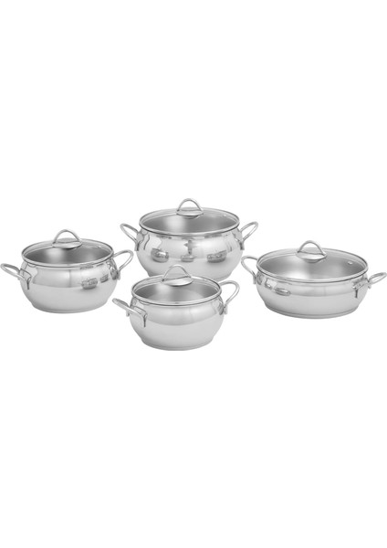 Cardin Çelik Vesta Tencere Seti Gümüş 8 Parça