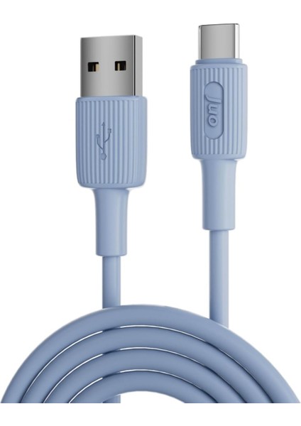 66W Usb-A To USB Type-C Silikon Hızlı Şarj ve Kablosu Mavi 1 Metre