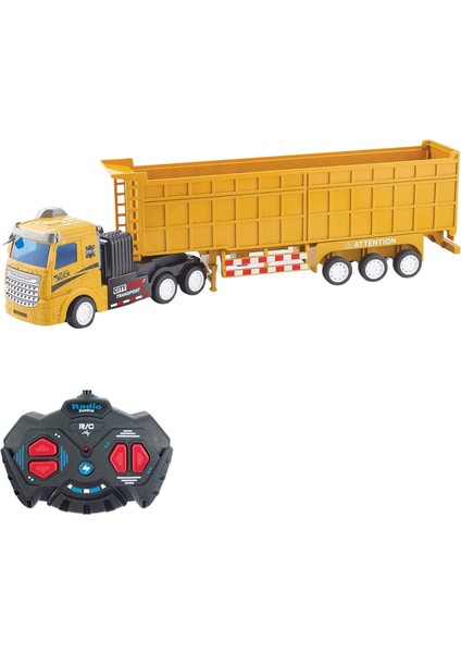 27 Mhz Uzaktan Kumandalı Kamyon Kasalı Tır 41 cm Full Fonksiyon Kasası Ayrılabilir Sadece Tır Kafası Olarak Kullanılabilir Rc Iş Makinesi (Sarı)