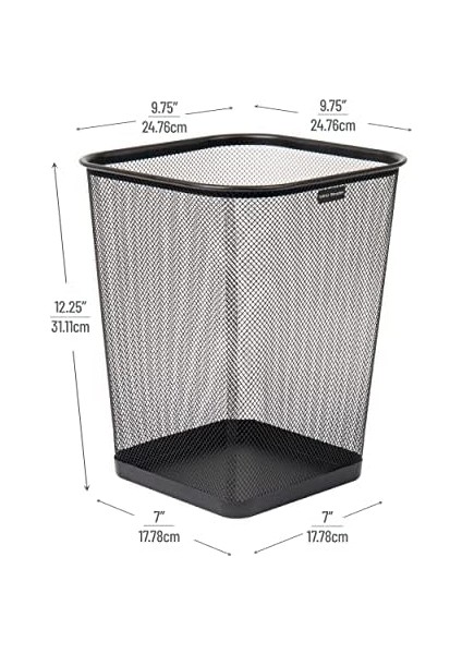 Reader Mesh Çöp Kovası, Atık Kağıt Sepeti, Kare, Ofis, Metal Örgü, 9.8 "u x 9.8" G x 12.25" H, 4&apos;lü Set, Siyah modelleri