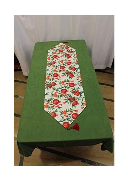 Desenli Beyaz Zemin Arka Plan Baskılı Runner Servis 40X150 cm modelleri