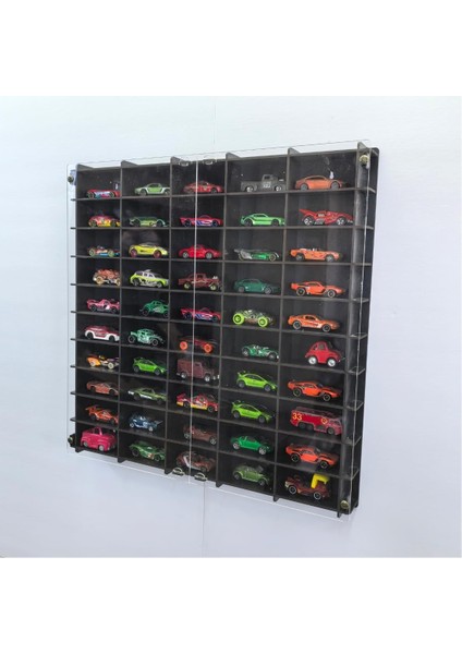 Kapaklı 1/64 Ölçek 50ARAÇ Hotwheels Metal Araç Uyumlu Model Oyuncak Araba Rafı