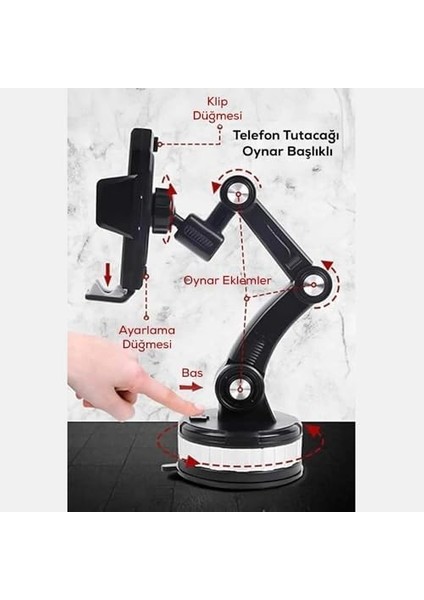 Modellere Uyumlu - 360 Derece Dönen Vakumlu Araç Içi Telefon Tutacağı - Telefon Tutacağı - Yüksek Kalite Tutucak fiyatları