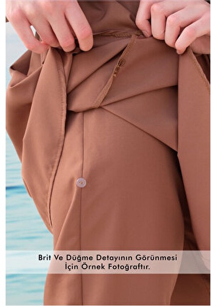 Kadın Rüzgarlıklı Yüzme Takımı Su İtici Kumaş Siyah 3 Parça Tunik Pantolon Şal