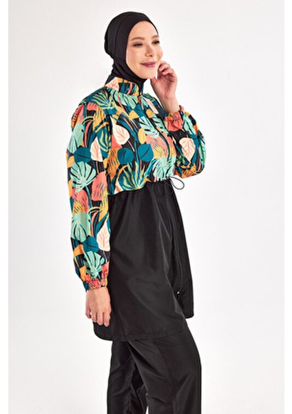 Büyük Beden Paraşüt Tam Kapalı Tesettür Mayo Su İtici Özellikte 1803 Siyah