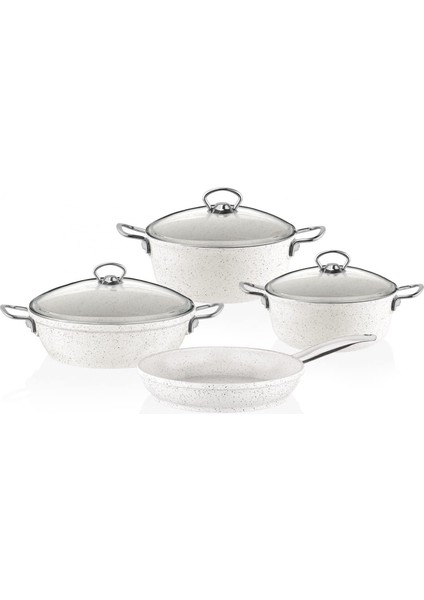 TAC-3450 Gravita Döküm 7 Prç Tencere Seti, Beyaz