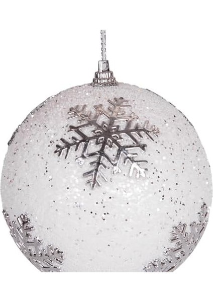 Yılbaşı Topu Beyaz Simli Kar Tanesi Figürlü 2&apos;li Paket Gümüş 9 Cm. fiyatları
