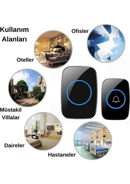 Ticaret Kablosuz Kapı Zili Uzaktan Kumandalı LED Işıklı Kapı Zili Yüksek Sesli Uzun Mesafeli - Logosuz Tasarım (2 Buton + 1 Zil) - Beyaz (2 Buton 1 Zil (Beyaz)) modelleri