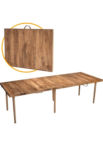Katlanır Kamp, Piknik ve Bahçe Masası 75X180 cm - Ceviz Renk