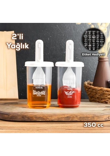 0520 2&apos;li Silikon Fırçalı Yağlık - Yağdanlık Erzak Saklama Kabı 350 cc Beyaz fiyatları