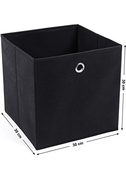 RFB02H-3 Saklama Kutusu, 6 Adet, Katlanır Kutu, Parmak Delikli, 30 x 30 x 30 Cm, Siyah fiyatları