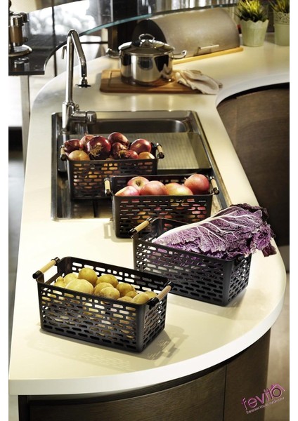 Çok Amaçlı Tutacaklı Organizer Sepet - Dolap Içi & Çekmece Düzenleyici Sepet - Siyah, 24121810017