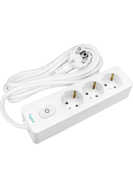 Üçlü Anahtarlı Topraklı Priz, 3m, Çocuk Korumalı