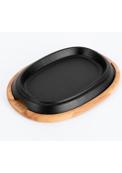 Döküm Oval Fajita Tabağı Kayın Servis Ahşabı Ölçü 26X19CM.