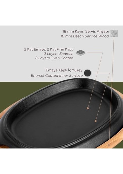 Döküm Oval Fajita Tabağı Kayın Servis Ahşabı Ölçü 26X19CM. modelleri