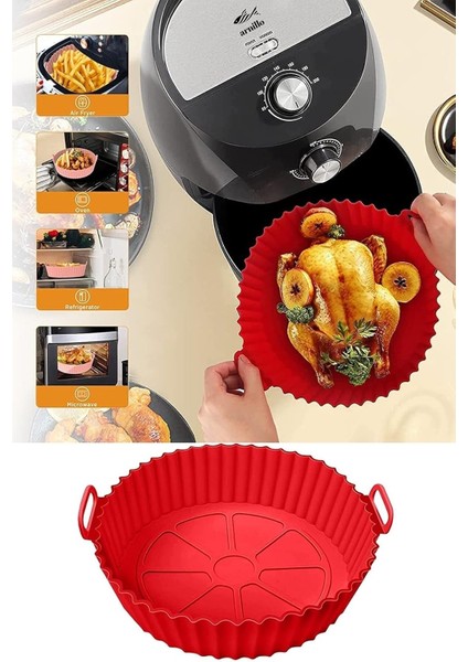 Airfryer Silikon Pişirme Kalıbı - Air Fryer Aksesuarı, Pişirme Kağıdı - Kırmızı (Bpa )