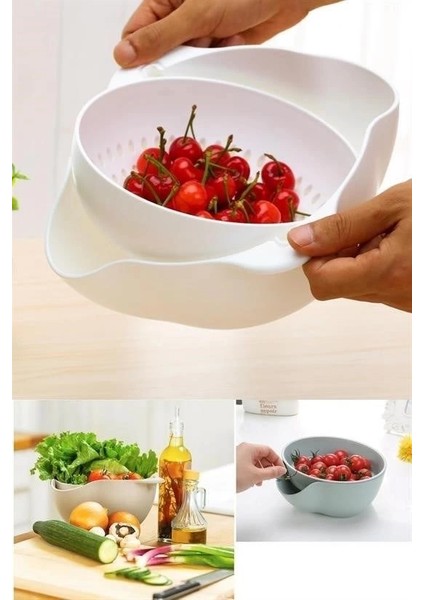 Buğz Çok Amaçlı 360 Derece Dönebilir Pratik Hazneli Mutfak Süzgeç Elek